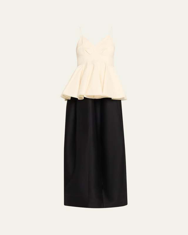 Amell Persimmon Wool-Taffeta Peplum Maxi Dress